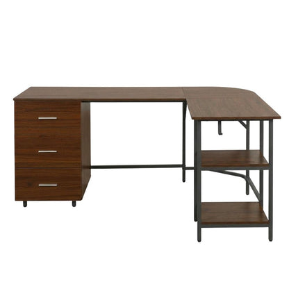 Two Tone Office Desk With Storage And Wood Finish For Home Or Workspace