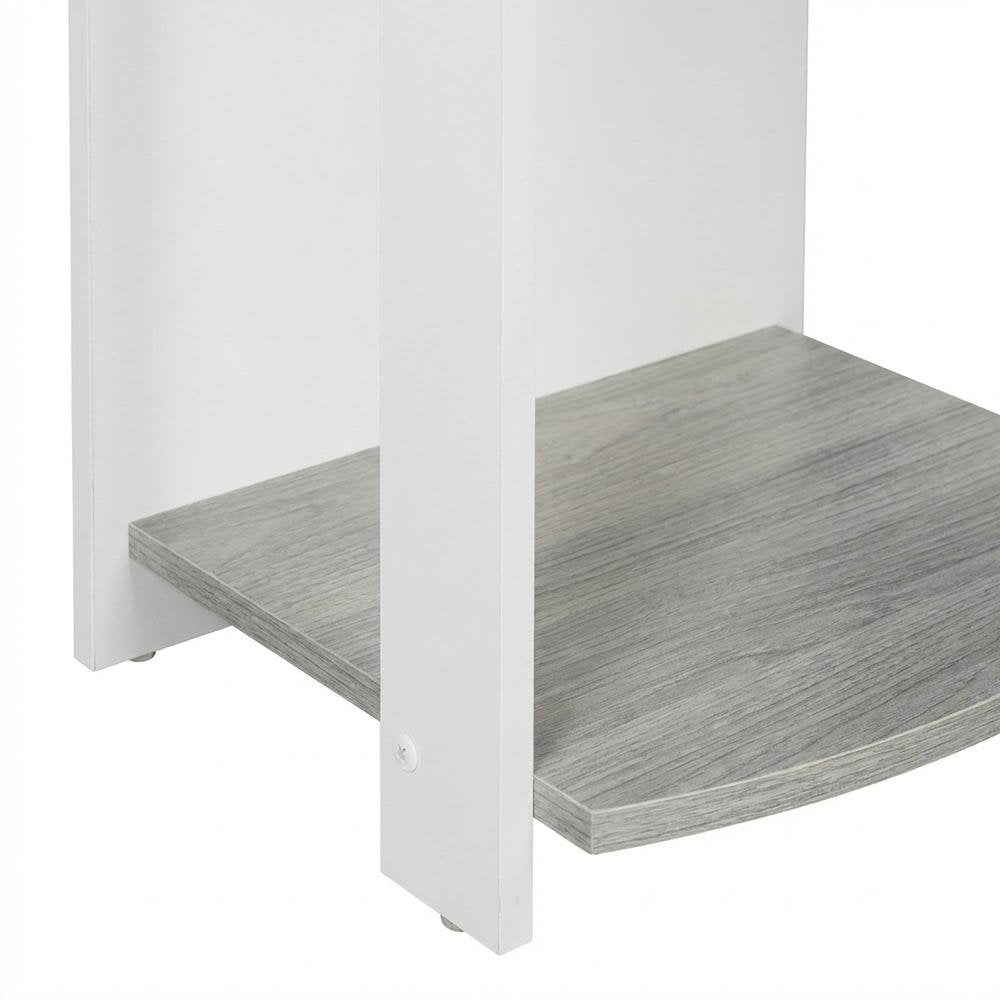 Modern Grey L-Shaped Desk with Side Shelves for Home Office Workspace