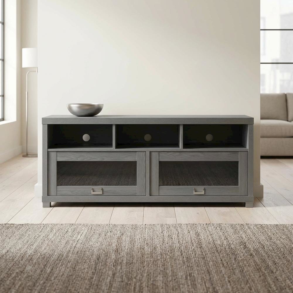 Grey TV Stand for up to 60-inch Screens with Sturdy Construction, Modern Design