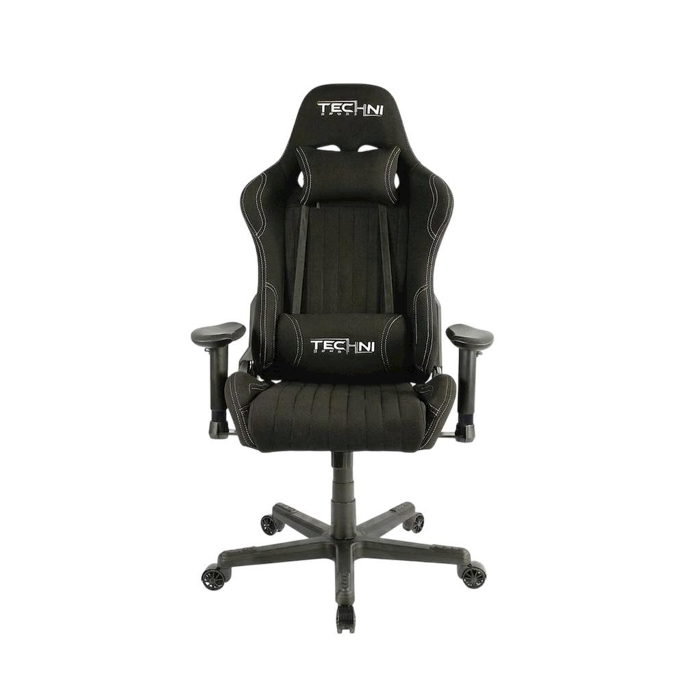 Black Fabric Ergonomic High Back Racing Gaming Chair