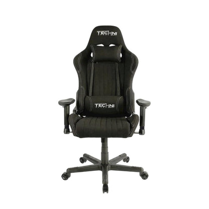 Black Fabric Ergonomic High Back Racing Gaming Chair