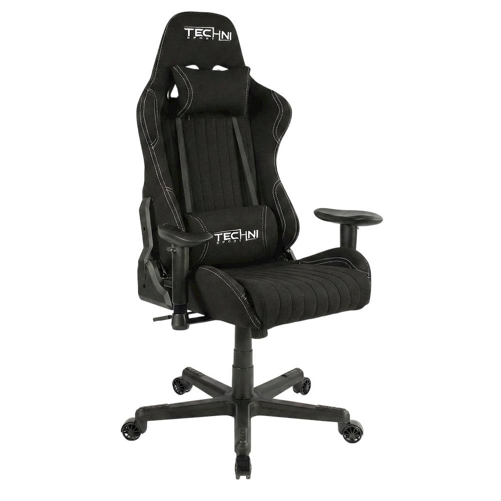 Black Fabric Ergonomic High Back Racing Gaming Chair