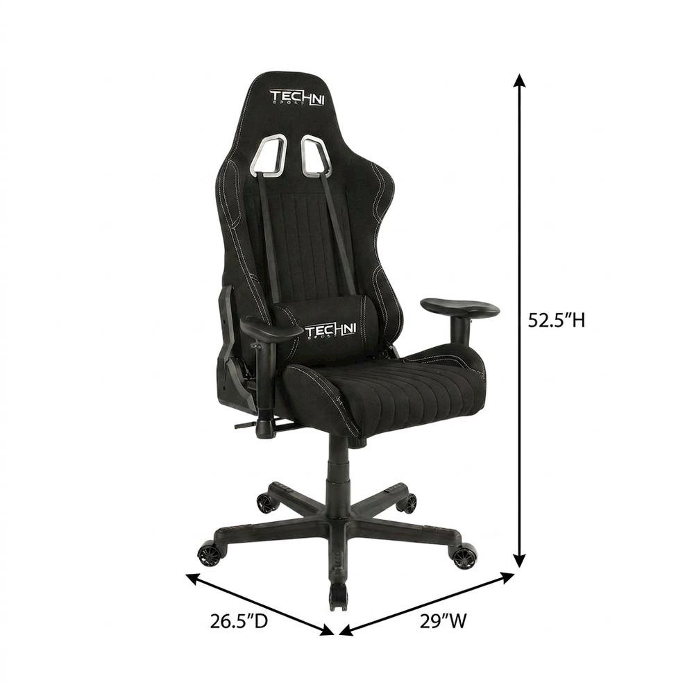 Black Fabric Ergonomic High Back Racing Gaming Chair