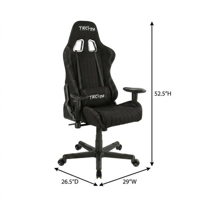 Black Fabric Ergonomic High Back Racing Gaming Chair