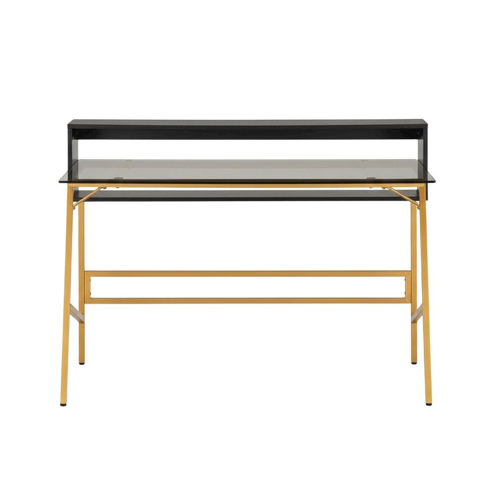 Gold Home Office Writing Desk With Adjustable Riser, Modern Design