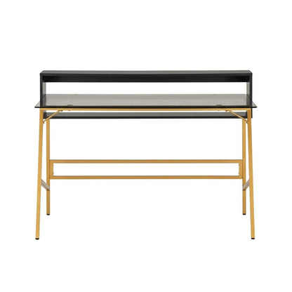 Gold Home Office Writing Desk With Adjustable Riser, Modern Design