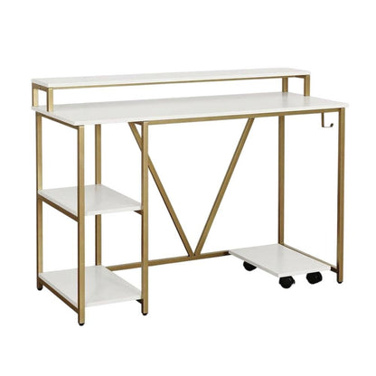Industrial Gold Writing Desk With Sturdy Construction And Ample Workspace