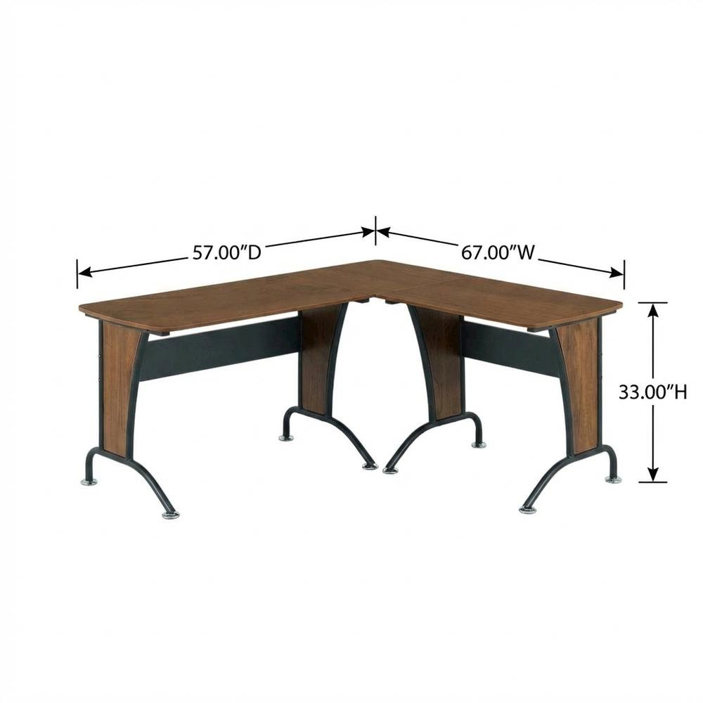 L-Shaped Office Desk With Inline Team Configuration And Keyboard Shelf