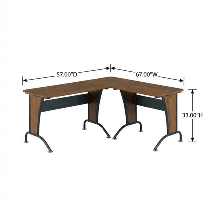L-Shaped Office Desk With Inline Team Configuration And Keyboard Shelf