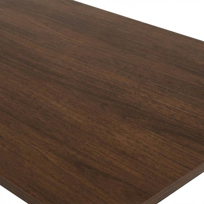 Wooden Office Desk With Storage Shelves And Brown Finish