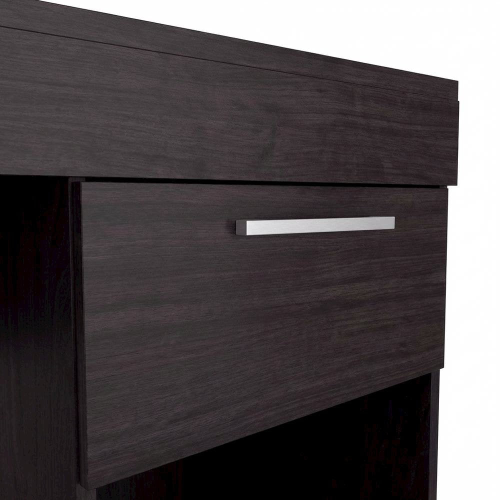 Modern white home office desk with storage, sturdy, spacious workspace