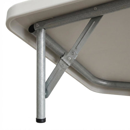 White Height Adjustable Folding Table, Granite Resin, Seats 4