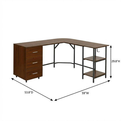 Two Tone Office Desk With Storage And Wood Finish For Home Or Workspace