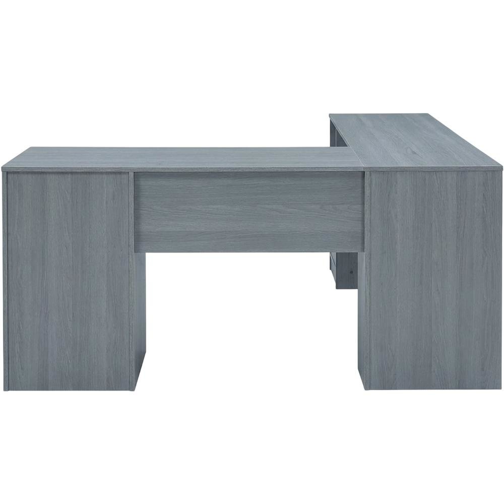 Grey L-Shape Desk with Storage and Slim Design for Home Office