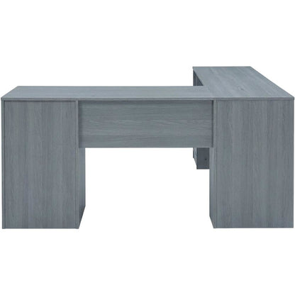 Grey L-Shape Desk with Storage and Slim Design for Home Office