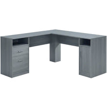 Grey L-Shape Desk with Storage and Slim Design for Home Office