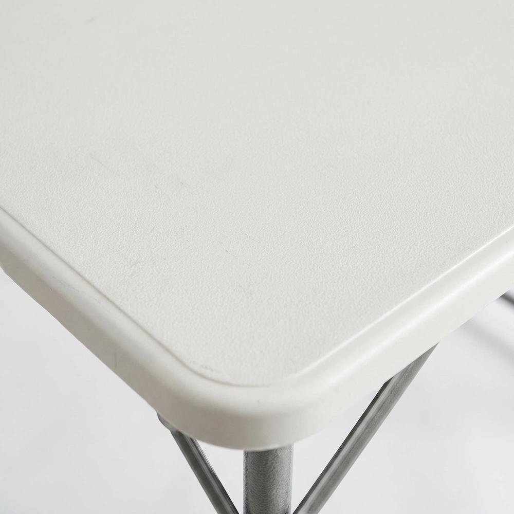 White Height Adjustable Folding Table, Granite Resin, Seats 4