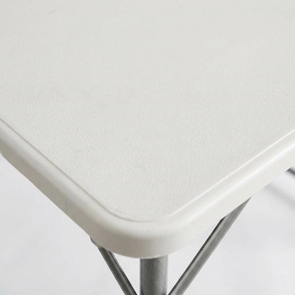 White Height Adjustable Folding Table, Granite Resin, Seats 4