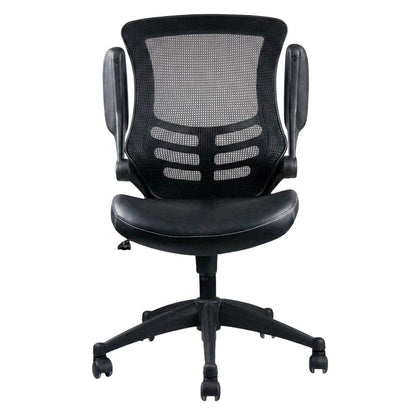 Black Mid-Back Mesh Office Chair with Adjustable Armrests for Comfort