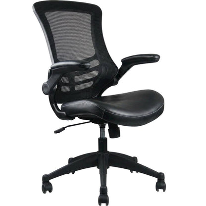 Black Mid-Back Mesh Office Chair with Adjustable Armrests for Comfort