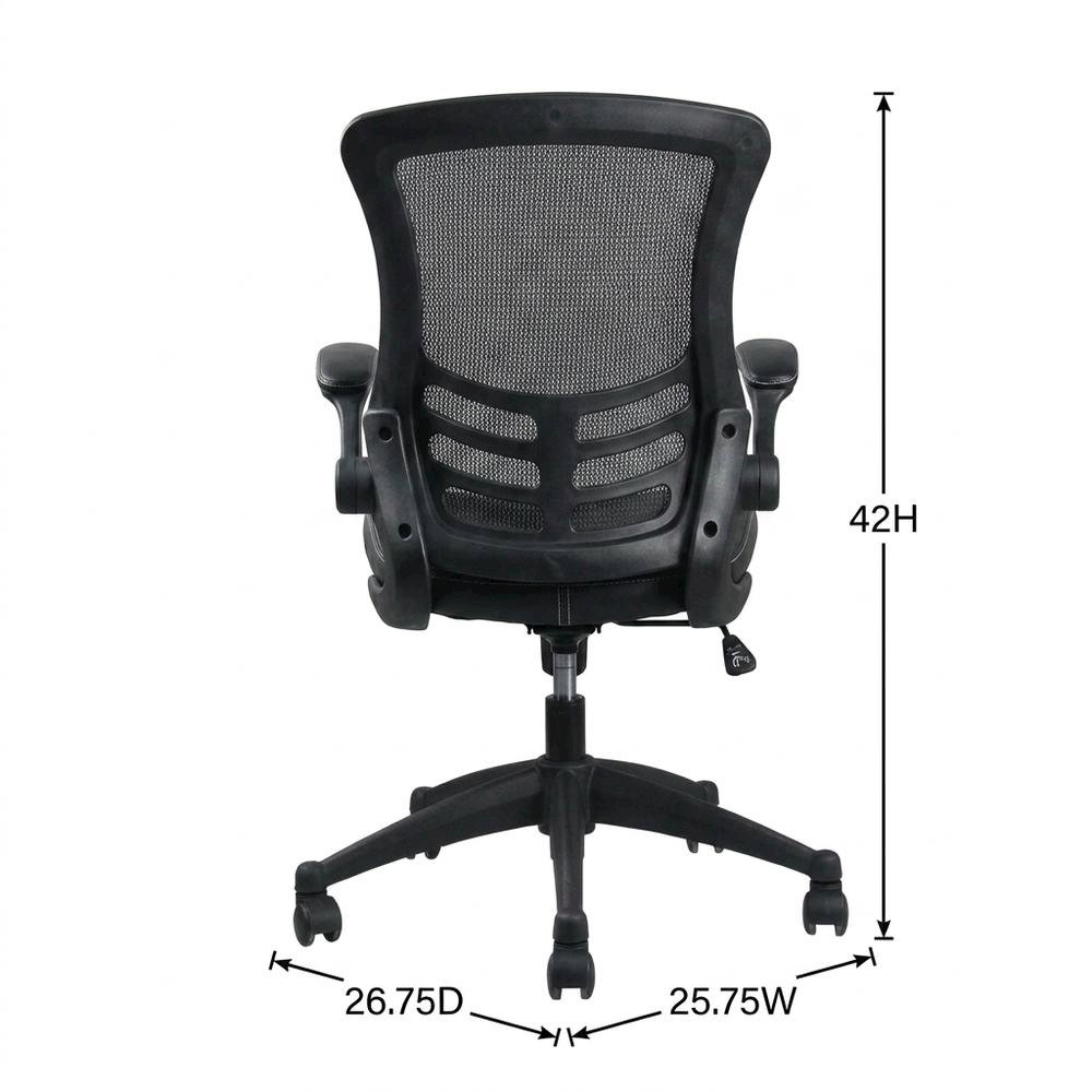 Black Mid-Back Mesh Office Chair with Adjustable Armrests for Comfort