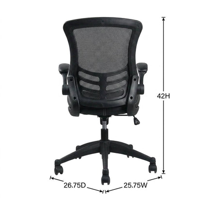 Black Mid-Back Mesh Office Chair with Adjustable Armrests for Comfort