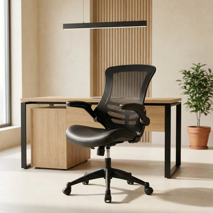 Black Mid-Back Mesh Office Chair with Adjustable Armrests for Comfort