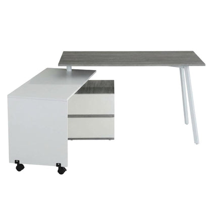 Gray rotating multi-position modern desk for computer workstations, MDF surface