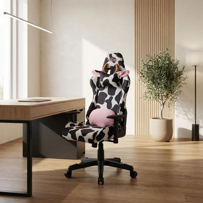 Cowhide Comfort Gaming Chair with High-Back Support and Cushioned Seat