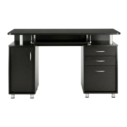 Espresso Finish Computer Desk With Storage And Spacious Work Surface