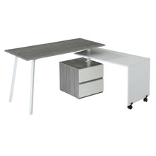 Gray rotating multi-position modern desk for computer workstations, MDF surface