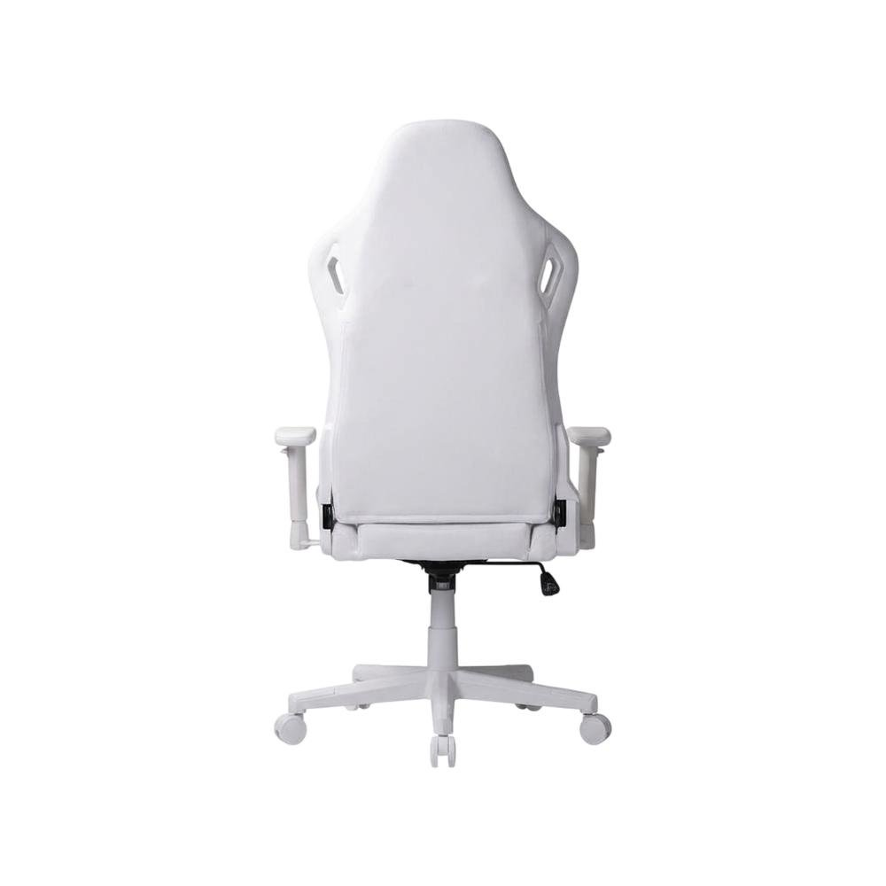 White Luxe Velvet Gaming Chair with High-Back Design and Cushioned Seat