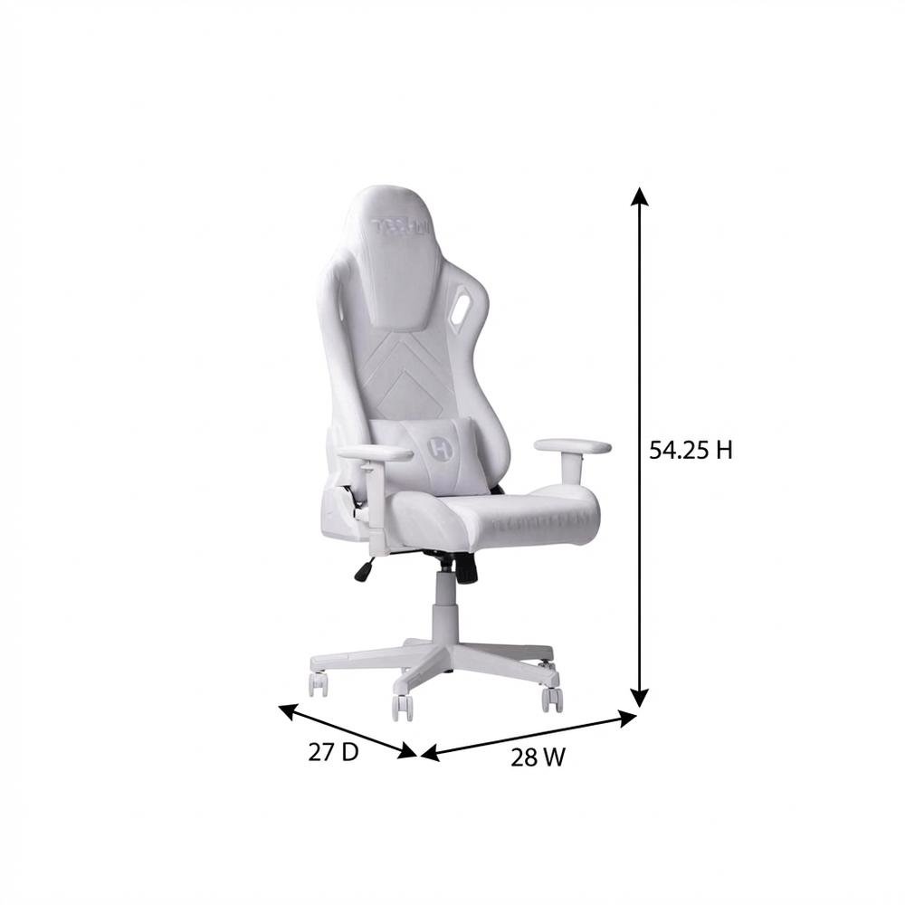 White Luxe Velvet Gaming Chair with High-Back Design and Cushioned Seat
