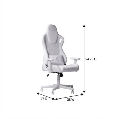 White Luxe Velvet Gaming Chair with High-Back Design and Cushioned Seat