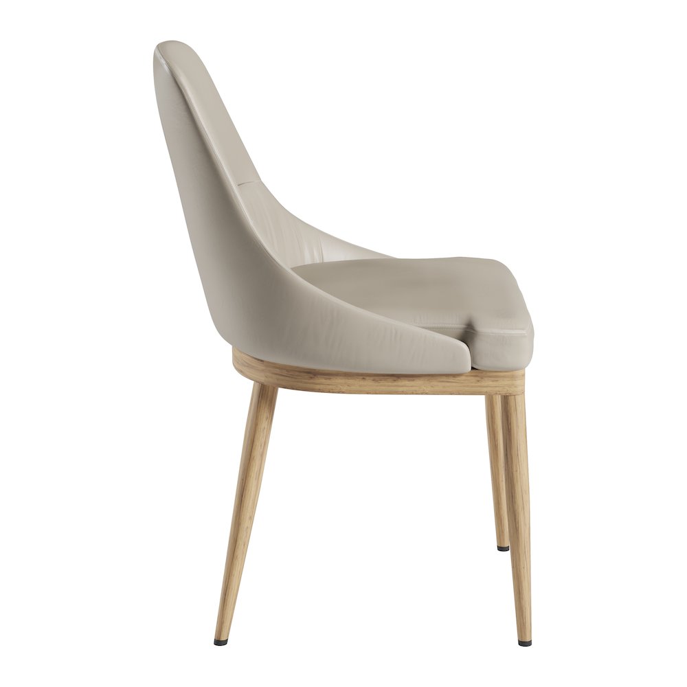 Armless Taupe Dining Chairs with Wood-Look Legs - Set of 2