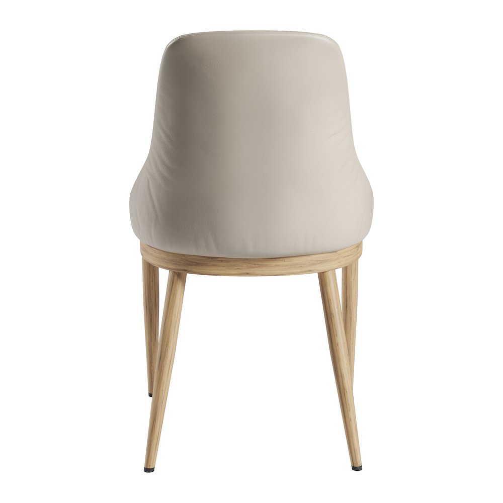 Armless Taupe Dining Chairs with Wood-Look Legs - Set of 2