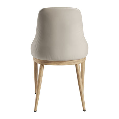 Armless Taupe Dining Chairs with Wood-Look Legs - Set of 2