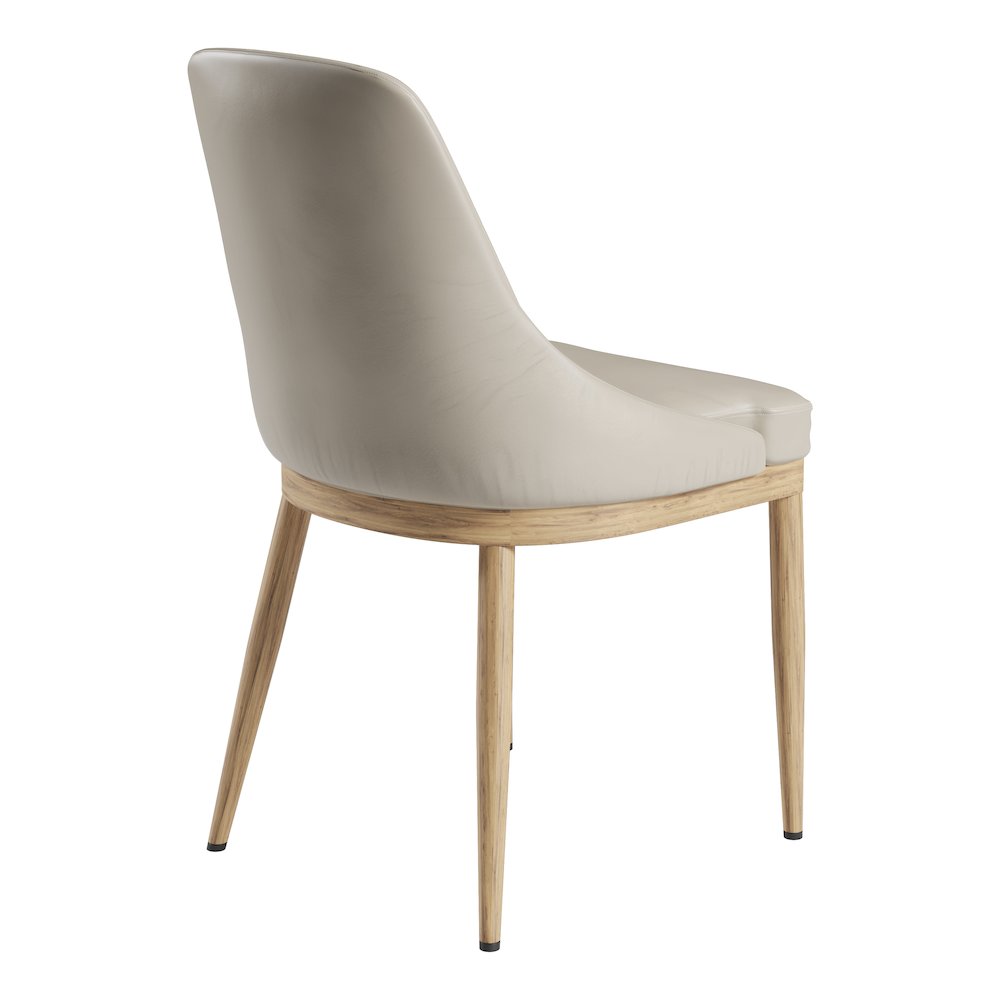 Armless Taupe Dining Chairs with Wood-Look Legs - Set of 2