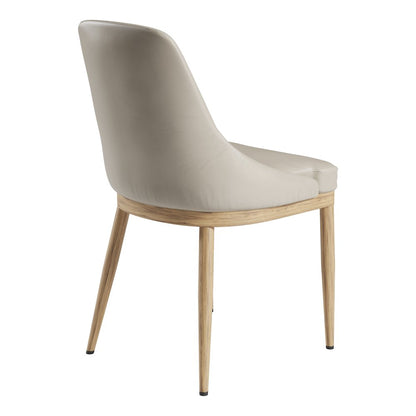 Armless Taupe Dining Chairs with Wood-Look Legs - Set of 2