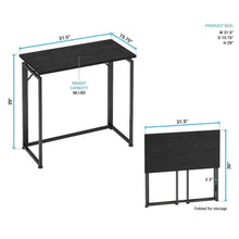 Compact Folding Table With Metal Frame, Black Office Writing Desk For Home