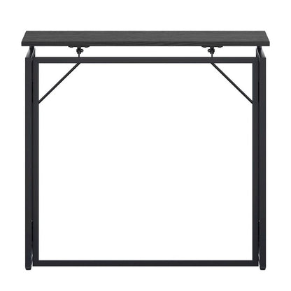 Compact Folding Table With Metal Frame, Black Office Writing Desk For Home