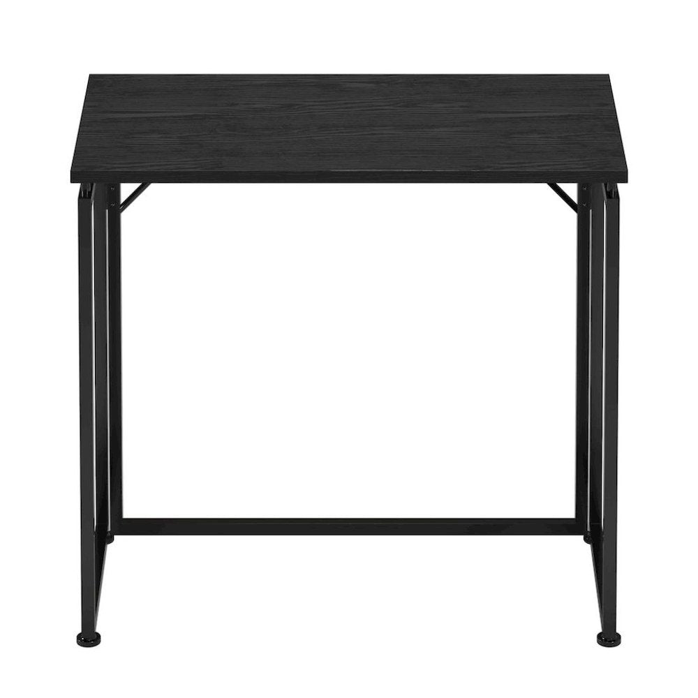 Compact Folding Table With Metal Frame, Black Office Writing Desk For Home