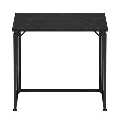 Compact Folding Table With Metal Frame, Black Office Writing Desk For Home