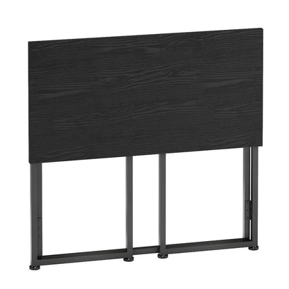 Compact Folding Table With Metal Frame, Black Office Writing Desk For Home