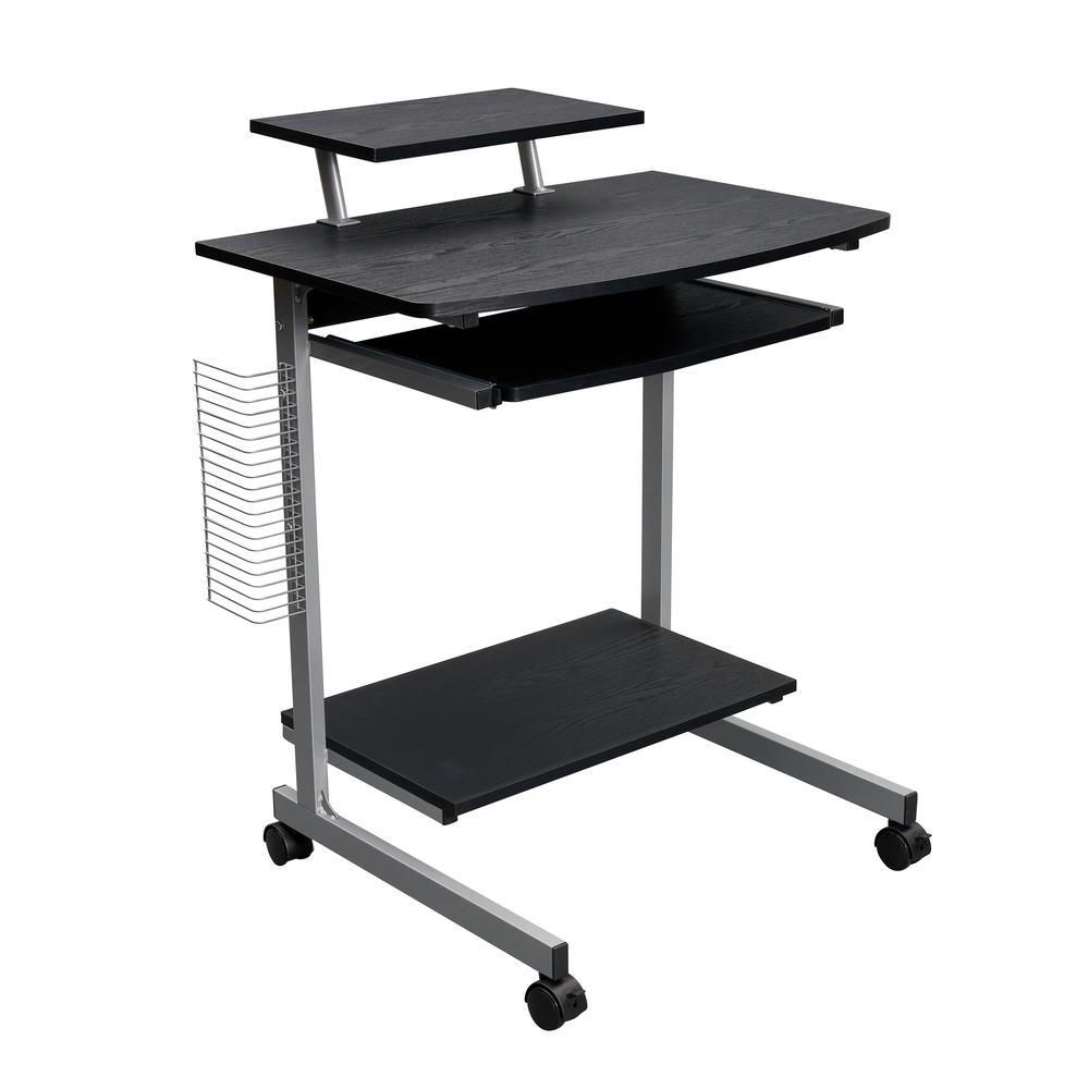 Compact Computer Cart With Storage . Color: Espresso