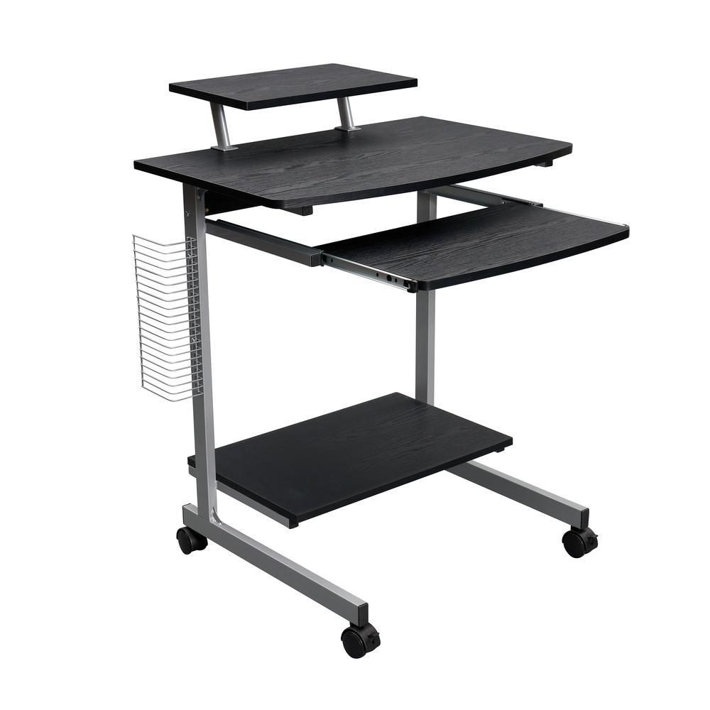 Compact Computer Cart With Storage . Color: Espresso