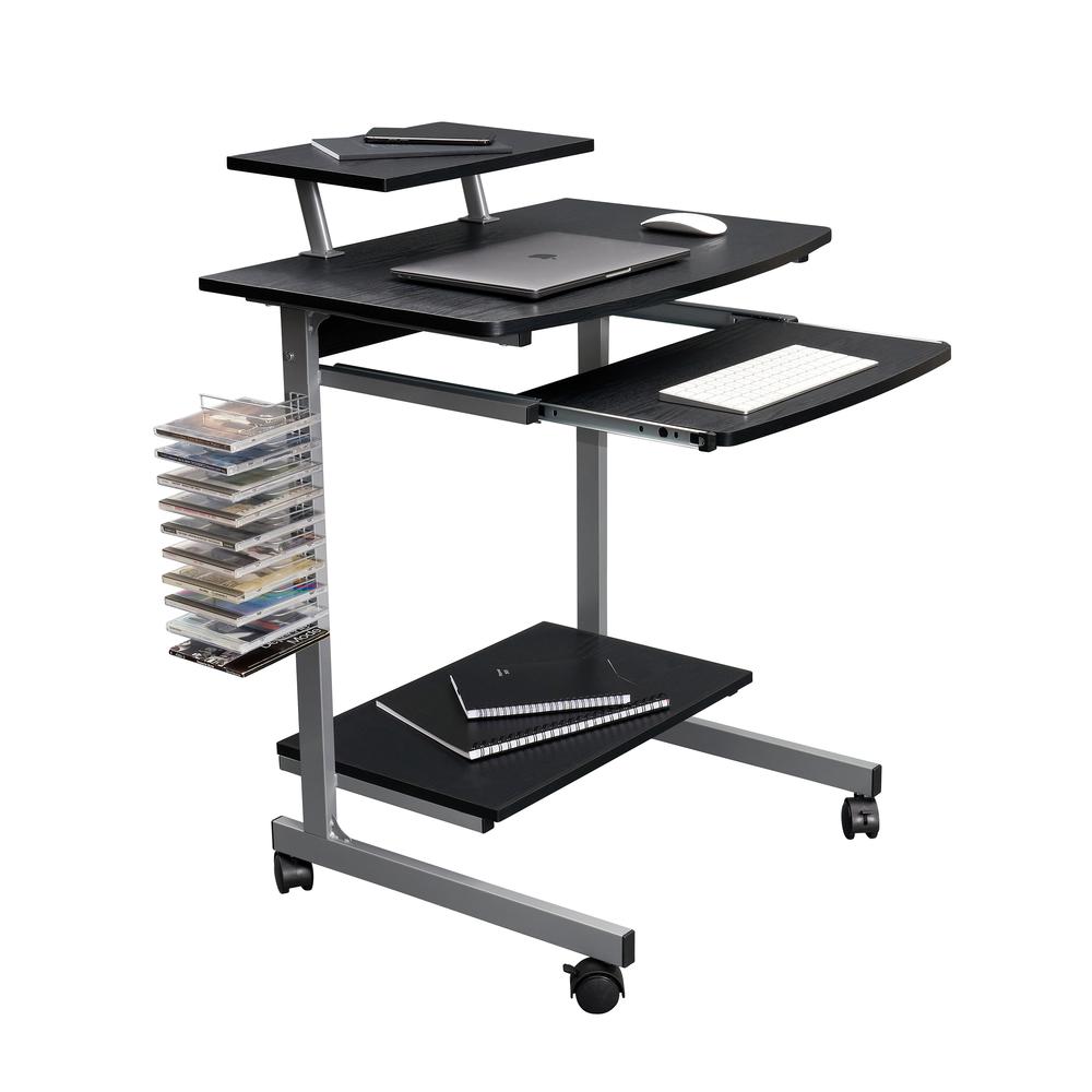 Compact Computer Cart With Storage . Color: Espresso