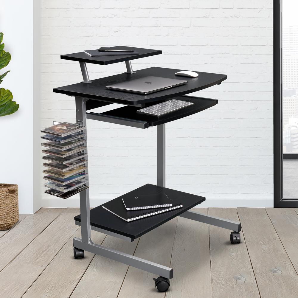 Compact Computer Cart With Storage . Color: Espresso