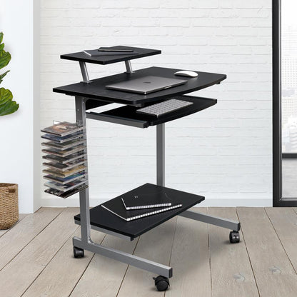 Compact Computer Cart With Storage . Color: Espresso