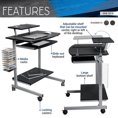 Compact Computer Cart With Storage . Color: Espresso